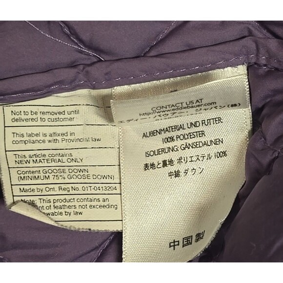 ! Eddie Bauer Jacket Womens L Purple Premium Goose Down Quilted Snap Light EB650 - Picture 10 of 10